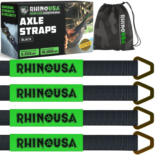 Rhino USA - Rhino USA Axle Tie-Down Straps - 2in.x38in. - Black - RNO-AXLESTRAPS
