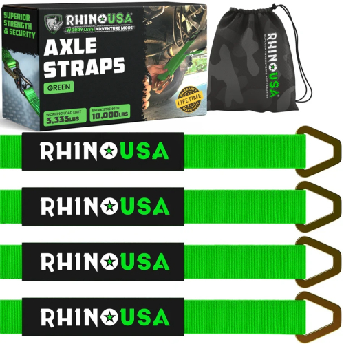 Rhino USA - Rhino USA Axle Tie-Down Straps - 2in.x38in. - Green - RNO-AXLESTRAPS-GRN