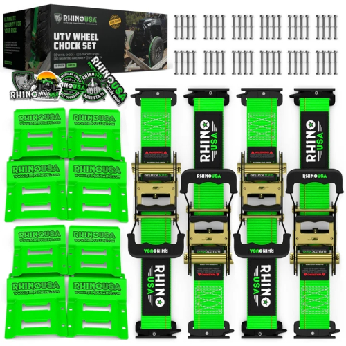 Rhino USA - Rhino USA UTV Wheel Chock Tie-Down Kit - Green - RNO-CHOCKSET-2PK