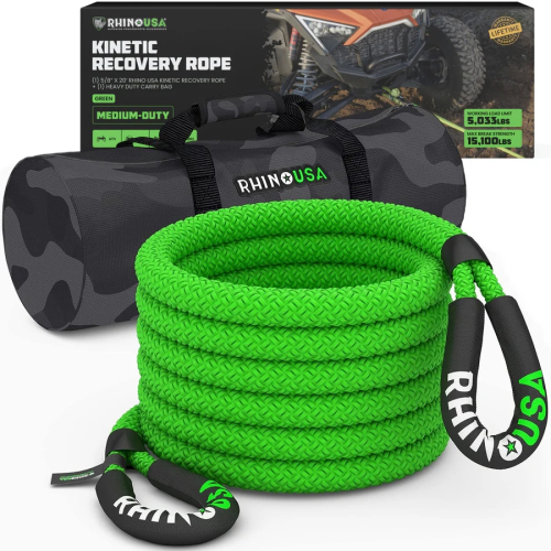 Rhino USA - Rhino USA Kinetic Recovery Rope - 5/8in.x20ft. - Green - KROPE-58X20-GRN