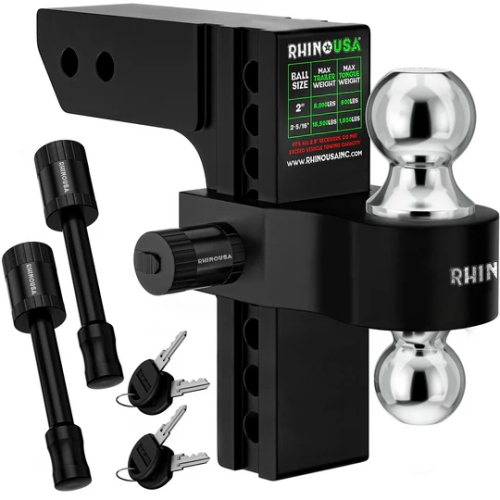 Rhino USA - Rhino USA Adjustable Drop Hitch - 10in. - Black - 2.5in. Receivers - RG-HTDROP2.510-BLK