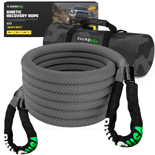 Rhino USA - Rhino USA Kinetic Recovery Rope - 7/8in.x20ft. - Gray - KROPE-78X20-GRY