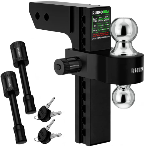 Rhino USA - Rhino USA Adjustable Drop Hitch - 10in. - Black - 2.5in. Receivers - RG-HTDROP210-BLK