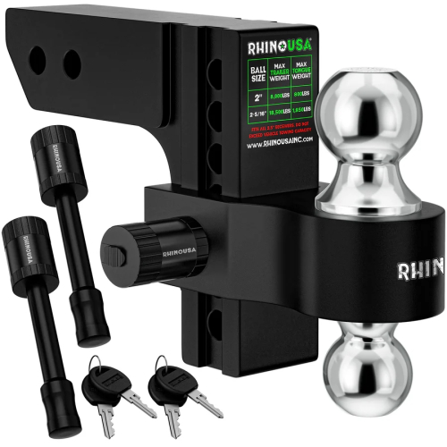 Rhino USA - Rhino USA Adjustable Drop Hitch - 6in. - Black - 2in. Receivers - RG-HTDROP2-BLK