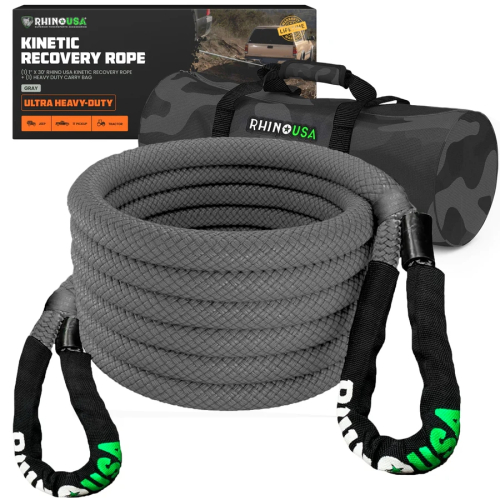 Rhino USA - Rhino USA Kinetic Recovery Rope - 1.30in.x30ft. - Gray - KROPE-1X30-GRY