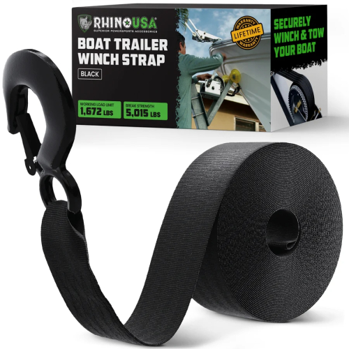 Rhino USA - Rhino USA Boat Winch Strap with Hook - 2in.x20ft. - RNO-WNCH-STRP