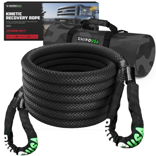 Rhino USA - Rhino USA Kinetic Recovery Rope - 1.25in.x30ft. - Black - KROPE-1.25X30-BLK