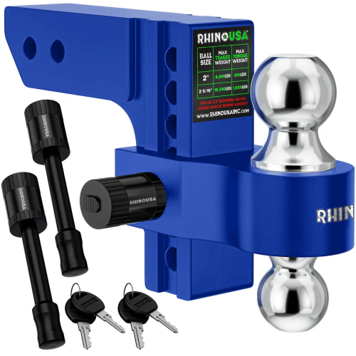 Rhino USA - Rhino USA Adjustable Drop Hitch - 6in. - Blue - 2in. Receivers - RG-HTDROP2-BLU
