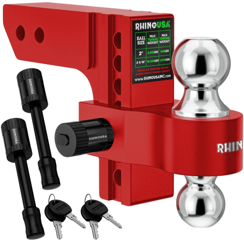 Rhino USA - Rhino USA Adjustable Drop Hitch - 6in. - Red - 2in. Receivers - RG-HTDROP2-RED