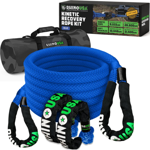 Rhino USA - Rhino USA Kinetic Recovery Ropes - 7/8in.x30ft. - Blue - RG-KRKIT78X30-BLU