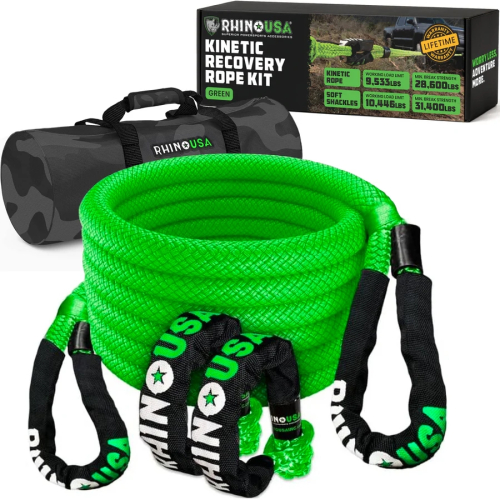 Rhino USA - Rhino USA Kinetic Recovery Ropes - 7/8in.x30ft. - Green - RG-KRKIT78X30-GRN