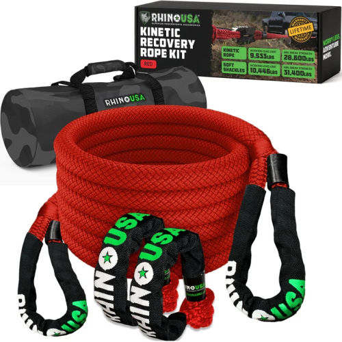 Rhino USA - Rhino USA Kinetic Recovery Ropes - 7/8in.x30ft. - Red - RG-KRKIT78X30-RED