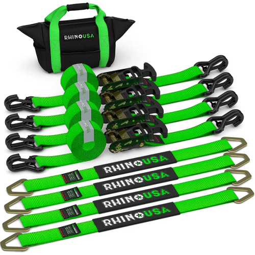 Rhino USA - Rhino USA 2in. x 8in. Vehicle Tie-Down Kit - Green - 2IN-HDKIT-GRN