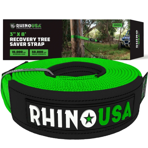 Rhino USA - Rhino USA Recovery Tree Saver Straps - 3in.x8ft - Green - RG-TS3X8-GRN
