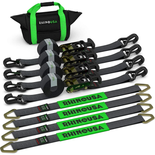 Rhino USA - Rhino USA 2in. x 8ft. Vehicle Tie-Down Kit - Black - 2IN-HDKIT