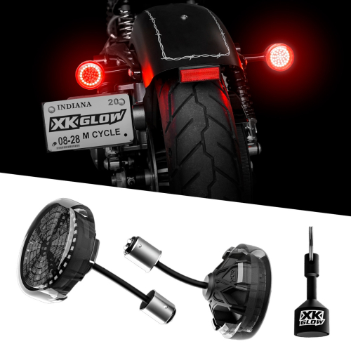 XK Glow - XK Glow Pro Series MotoTurnz LED Turn Signal Inserts - 1156 Flat Style - Rear - XK-MTP56-FR