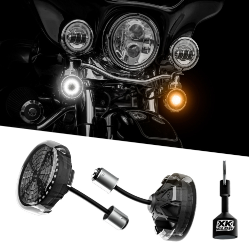 XK Glow - XK Glow Pro Series MotoTurnz LED Turn Signal Inserts - 1156 Bullet Style - Front - XK-MTP56-BF