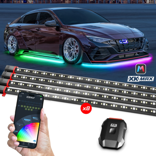 XK Glow - XK Glow XKMax RGBW Addressable Car Underglow Kit Universal Fitment for 12v - 8pc - MXCAR-STA