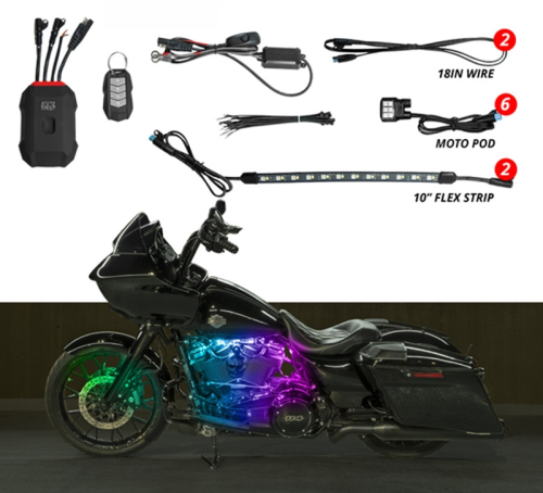 XK Glow - XK Glow XKMax RGBW Addressable Motorcycle Underglow Light Kit - 8pc - MX-MOTO-MINI