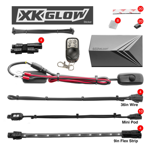 XK Glow - XK Glow Motorcycle LED Accent Light Kit with Remote - Amber - XK034002-A