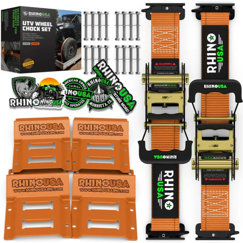 Rhino USA - Rhino USA UTV Wheel Chock Tie-Down Kit - Orange - 2Pack - TD-SSCHOCK-2PK-ORG