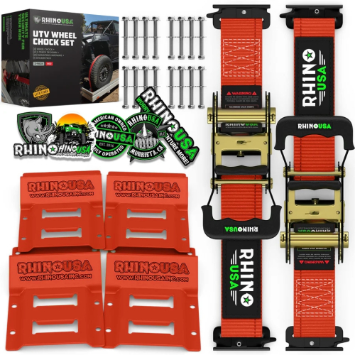 Rhino USA - Rhino USA UTV Wheel Chock Tie-Down Kit - Red - 2Pack - TD-SSCHOCK-2PK-RED