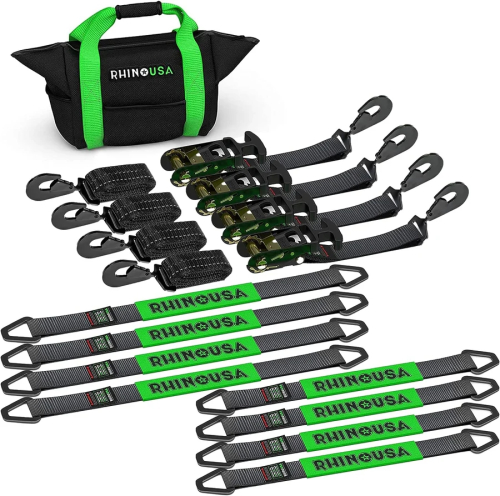 Rhino USA - Rhino USA 2in. x 8ft. Vehicle Tie-Down Kit - Snap Hooks - TD-VS2INKIT-SNAP