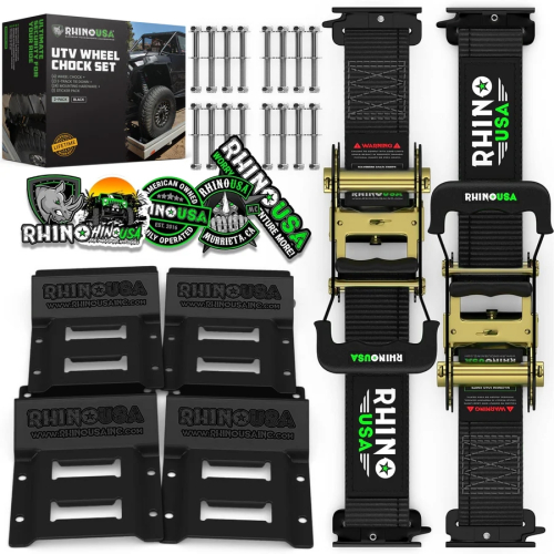 Rhino USA - Rhino USA UTV Wheel Chock Tie-Down Kit - 2-Wheel - Black - TD-SSCHOCK-BLK