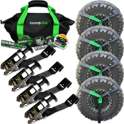 Rhino USA - Rhino USA Car Tie-Down Lasso Straps - Flat Hooks - Black - TD-VSLASSO-BLK-FLAT