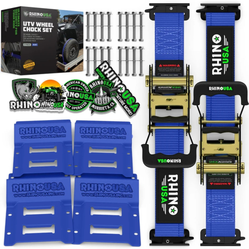 Rhino USA - Rhino USA UTV Wheel Chock Tie-Down Kit - Blue - 2Pack - TD-SSCHOCK-BLU