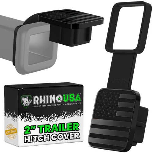 Rhino USA - Rhino USA American Flag Hitch Cover - 2in. - Black - TO-HTCVRUSA-BLK