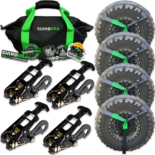 Rhino USA - Rhino USA Car Tie-Down Lasso Straps - Snap Hooks - Black - TD-VSLASSO-BLK-SNAP