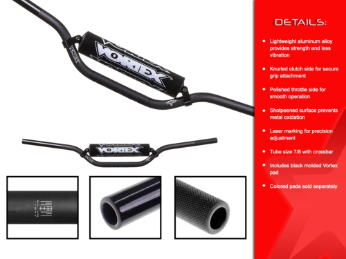 Vortex - Vortex 7/8 V3 Mini 50cc MX Handlebar - Black - HB822K
