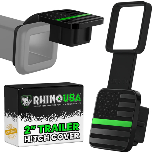 Rhino USA - Rhino USA American Flag Hitch Cover - 2in. - Green - TO-HTCVRUSA-GRN