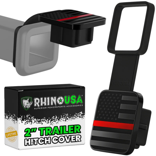 Rhino USA - Rhino USA American Flag Hitch Cover - 2in. - Red - TO-HTCVRUSA-RED