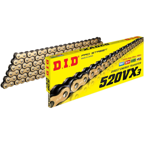 D.I.D - D.I.D 520VX3 Professional O-Ring Series Chain - 25ft. - Gold - 520VX3G25FT