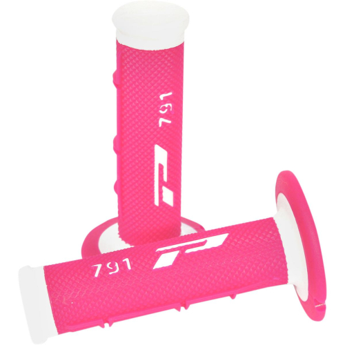 Pro Grip - Pro Grip 791 Triple-Density MX Grips - White/Flourescent Pink - PA079100BIFX