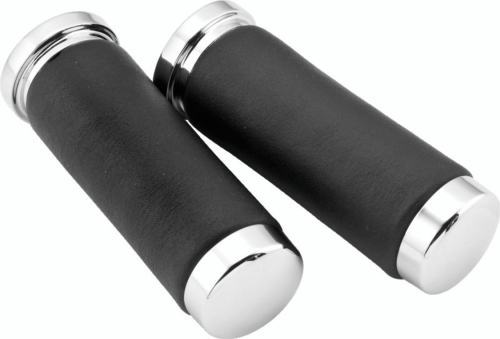 Bikers Choice - Bikers Choice Grips Universal - 1in. - Chrome and Leather - 482549