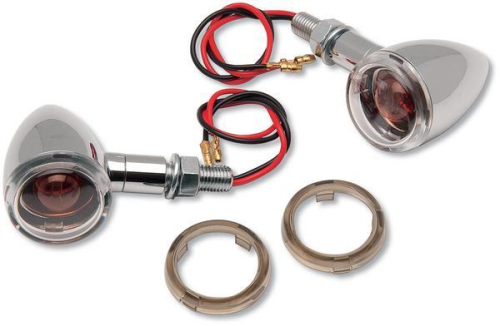 Drag Specialties - Drag Specialties Mini Deuce Marker Lights with Stud Mount - Chrome Housing - Clear/Smoke Lens - 2040-0277
