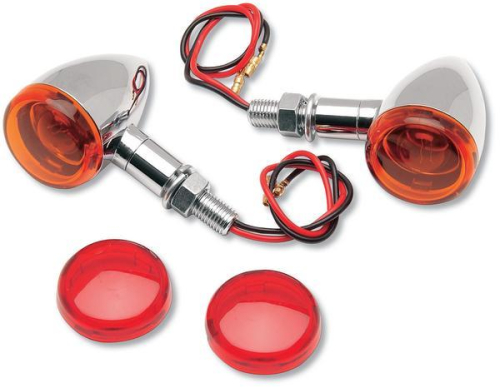 Drag Specialties - Drag Specialties Mini Deuce Marker Lights with Stud Mount - Chrome Housing - Amber/Red Lens - 2040-0278