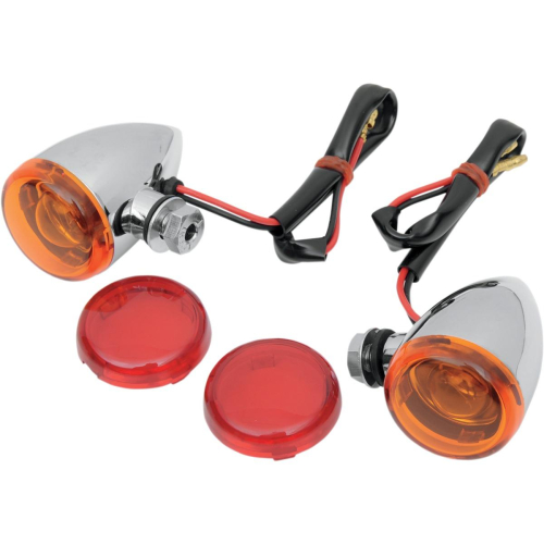 Drag Specialties - Drag Specialties Mini Deuce Marker Lights with Bolt Mount - Chrome Housing - Amber/Red Lens - 2040-0531