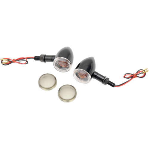 Drag Specialties - Drag Specialties Mini Deuce Marker Lights with Stud Mount - Gloss Black Housing - Clear/Smoke Lens - 2040-1040