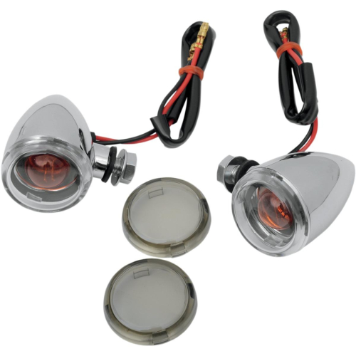 Drag Specialties - Drag Specialties Mini Deuce Marker Lights with Bolt Mount - Chrome Housing - Clear/Smoke Lens - 2040-0530