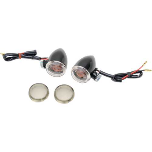 Drag Specialties - Drag Specialties Mini Deuce Marker Lights with Bolt Mount - Gloss Black Housing - Clear/Smoke Lens - 2040-1042