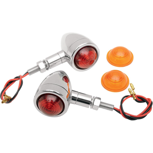 Drag Specialties - Drag Specialties Custom Bullet Marker Lights - Chrome Housing - Amber/Red Lens - 2040-0532