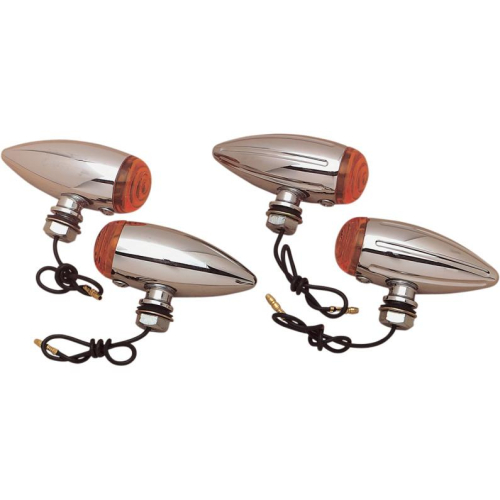 Drag Specialties - Drag Specialties Chrome Marker Lights - Smooth - Red lens - Red LED - 7805-2070