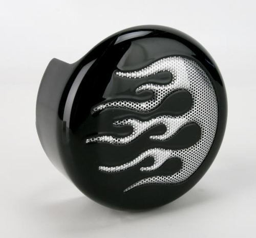 Drag Specialties - Drag Specialties Horn Cover - Black with Chrome Flame - 2107-0053