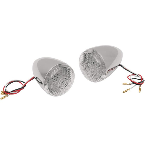 Drag Specialties - Drag Specialties Rear Deuce-Style DOT-approved LED Turn Signal Kit - Red LED - Clear lens - 2020-0278