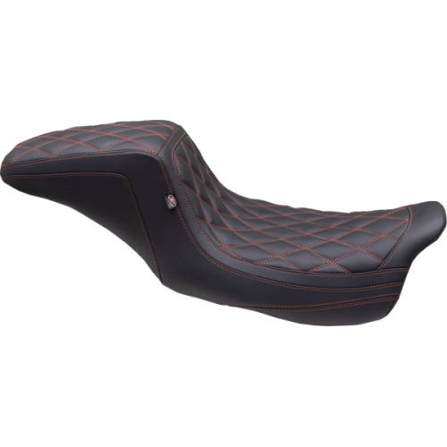 Mustang - Mustang One Piece 2-Up Squareback Seat - Red/Orange Stitch - 75299AB