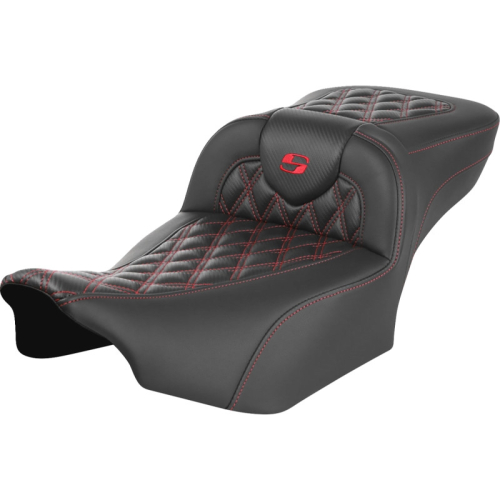 Saddlemen - Saddlemen Extended Reach Roadsofa CF Seat without Drivers Backrest - Red Stitching - 823-07-20704